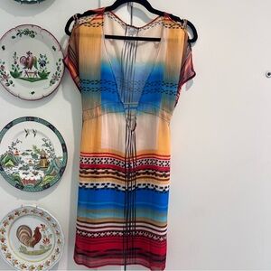 Becca Colorful Sheer Swim Beach Cover Up Dress